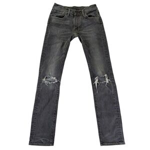 Levis 505 C Slim Straight Distressed Faded Black Jeans Womens W27 L32 28342-0006